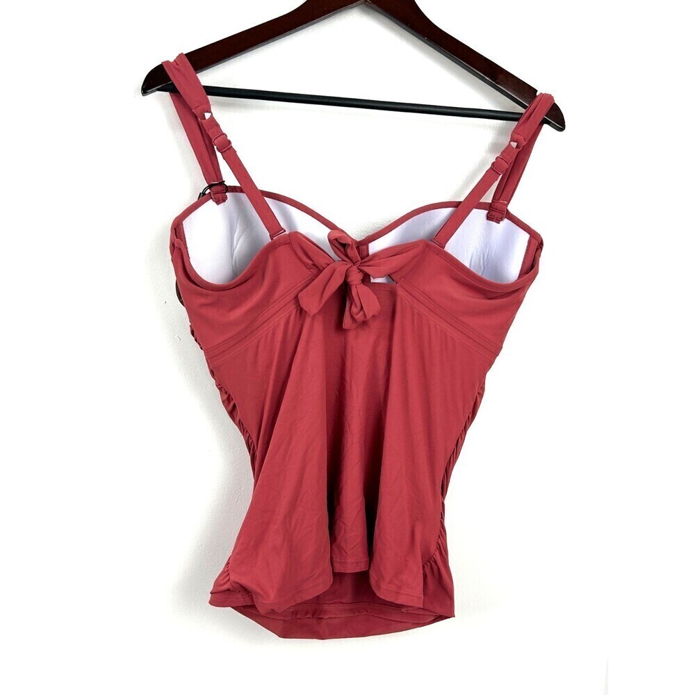 Coco Reef Charisma Women Size 36DD Coral Tankini Top Tie Back Ruched Pleated - Picture 7 of 10